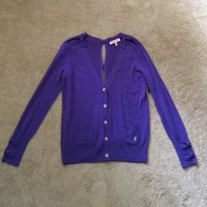 Juicy Couture Dark Lilac Merino Bow Cardigan NWT